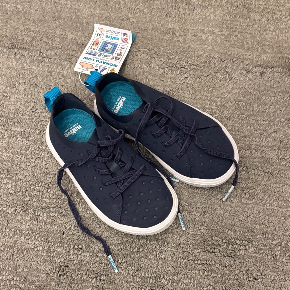 Native Dark Blue Sneakers with White Trim
